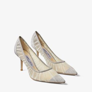 Jimmy Choo Silver Glitter Fabric Pumps